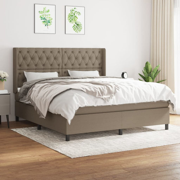 Pat box spring cu saltea, gri taupe, 160x200 cm material textil - WALTI WALTI
