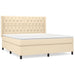 Pat box spring cu saltea, crem, 160x200 cm, material textil - WALTI WALTI