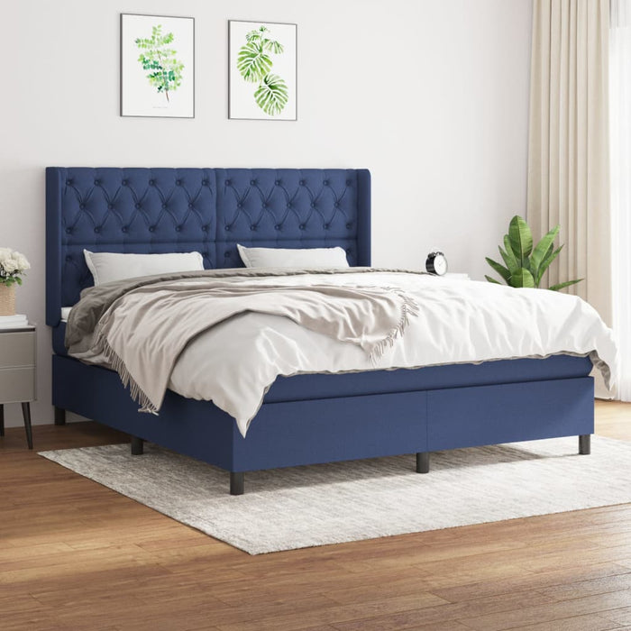 Pat continental cu saltea, albastru, 160x200cm, material textil - WALTI WALTI