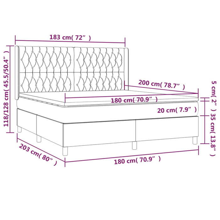 Pat box spring cu saltea, gri închis, 180x200 cm, textil - WALTI WALTI