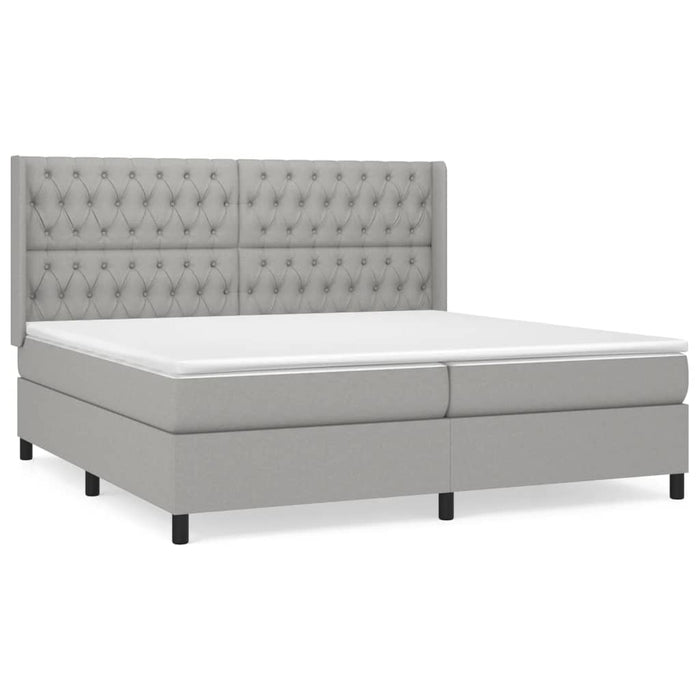Pat box spring cu saltea, gri deschis, 200x200 cm, textil - WALTI WALTI