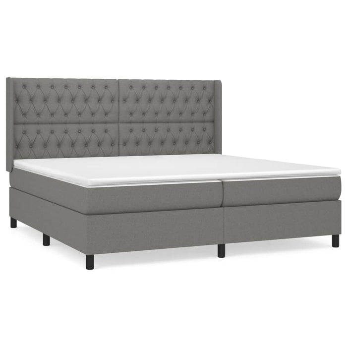 Pat box spring cu saltea, gri închis, 200x200 cm, textil - WALTI WALTI