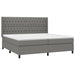 Pat box spring cu saltea, gri închis, 200x200 cm, textil - WALTI WALTI
