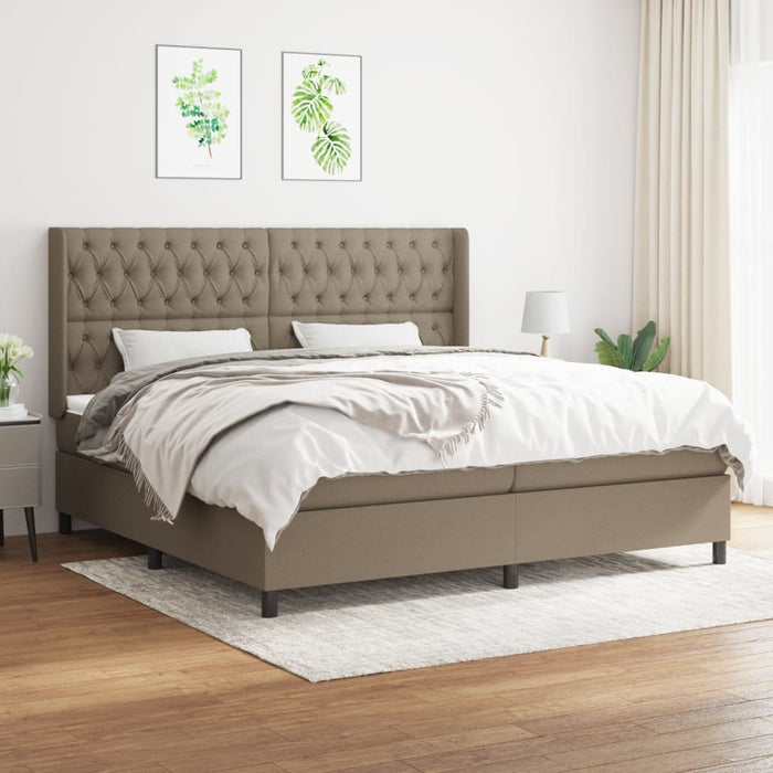 Pat box spring cu saltea, gri taupe, 200x200 cm, textil - WALTI WALTI