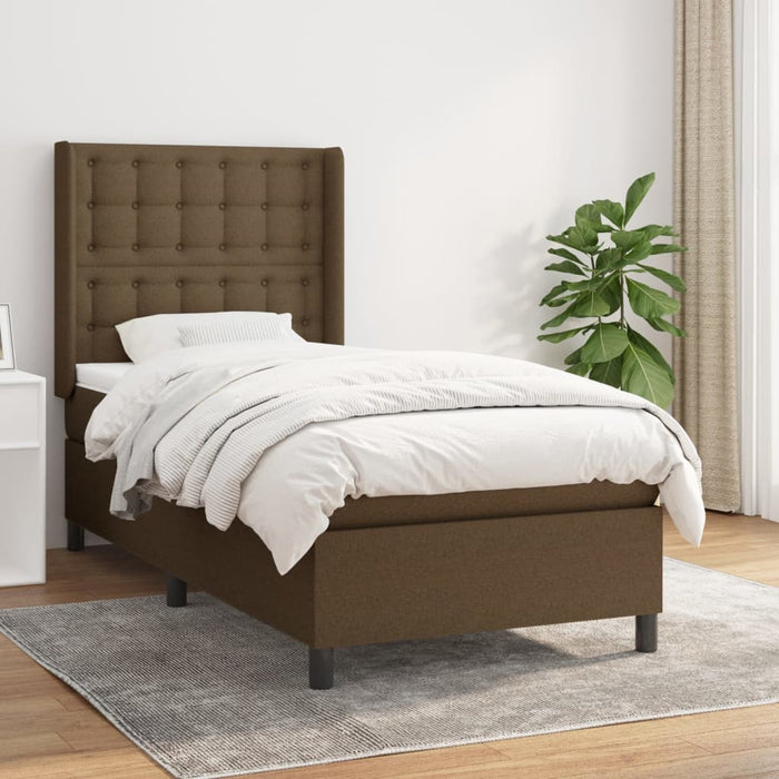 Pat box spring cu saltea, maro închis, 90x200 cm, textil - WALTI WALTI