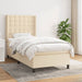 Pat box spring cu saltea, crem, 90x200 cm, textil - WALTI WALTI