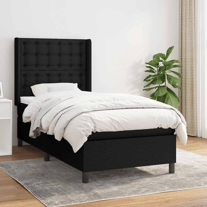Pat box spring cu saltea, negru, 100x200 cm, textil - WALTI WALTI