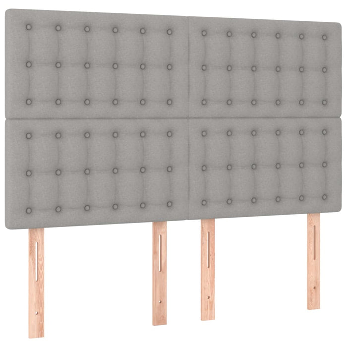 Pat box spring cu saltea, gri deschis, 140x190 cm, textil WALTI