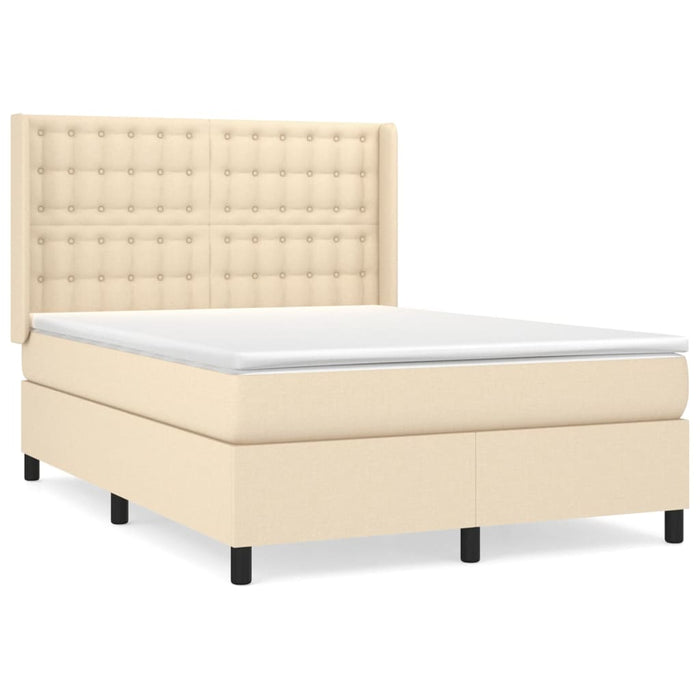 Pat box spring cu saltea, crem, 140x200 cm, textil - WALTI WALTI