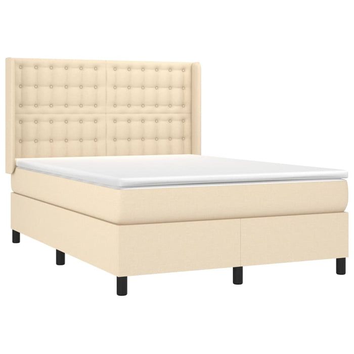Pat box spring cu saltea, crem, 140x200 cm, textil - WALTI WALTI
