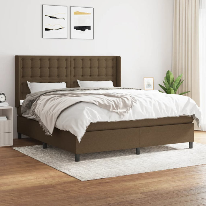 Pat box spring cu saltea, maro închis, 160x200 cm, textil - WALTI WALTI