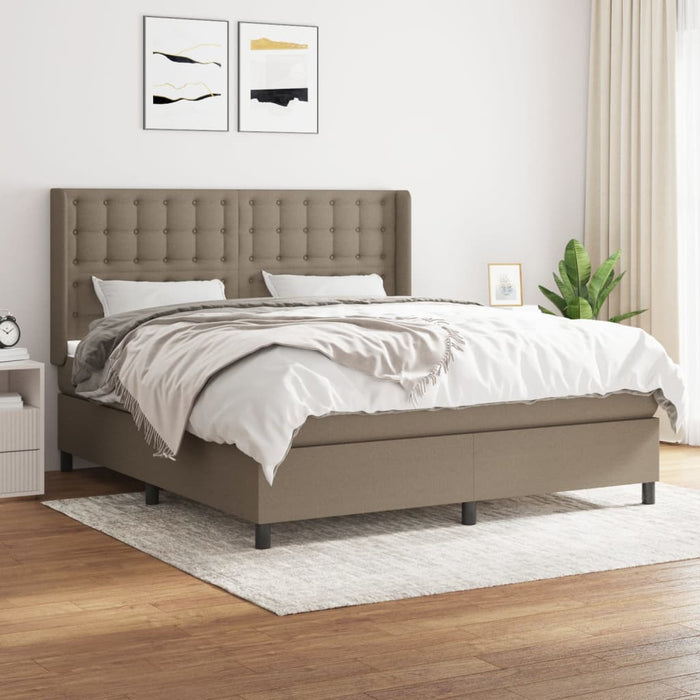 Pat box spring cu saltea, gri taupe, 160x200 cm material textil - WALTI WALTI