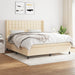 Pat box spring cu saltea, crem, 160x200 cm, material textil - WALTI WALTI