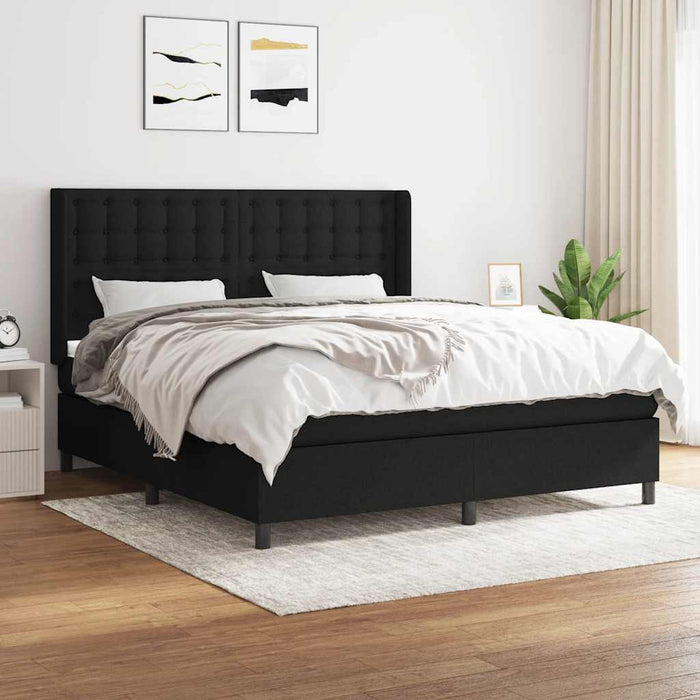 Pat box spring cu saltea, negru, 180x200 cm, catifea - WALTI WALTI