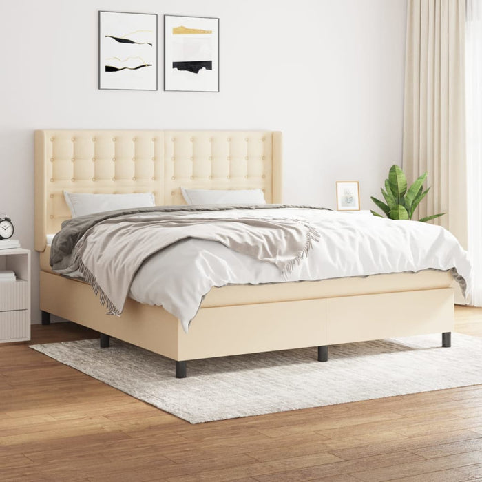 Pat continental cu saltea, crem, 180x200 cm, textil - WALTI WALTI