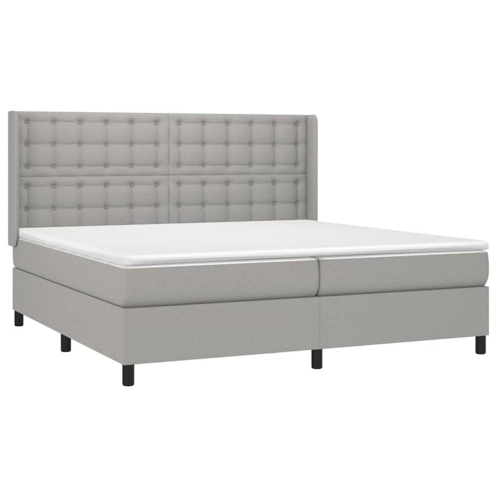 Pat box spring cu saltea, gri deschis, 200x200 cm, textil - WALTI WALTI