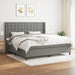 Pat box spring cu saltea, gri închis, 200x200 cm, textil - WALTI WALTI