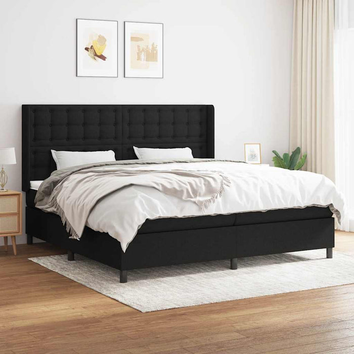 Pat box spring cu saltea, negru, 200x200 cm, textil - WALTI WALTI