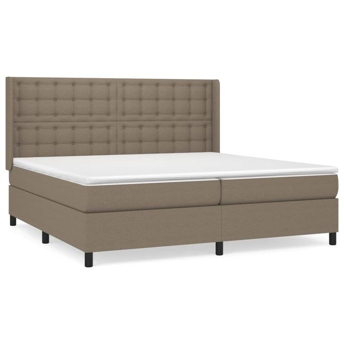 Pat box spring cu saltea, gri taupe, 200x200 cm, textil - WALTI WALTI