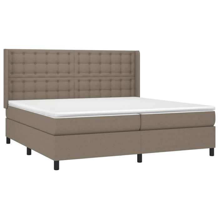 Pat box spring cu saltea, gri taupe, 200x200 cm, textil - WALTI WALTI