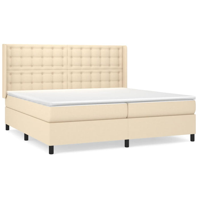 Pat box spring cu saltea, crem, 200x200 cm, textil - WALTI WALTI