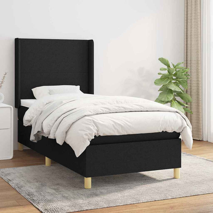 Pat box spring cu saltea, negru, 80x200 cm, textil - WALTI WALTI