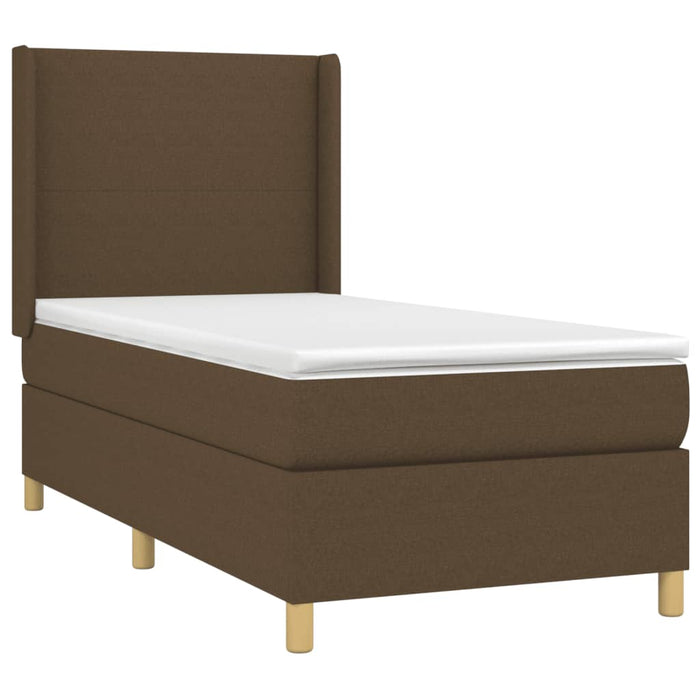 Pat box spring cu saltea, maro închis, 80x200 cm, textil WALTI