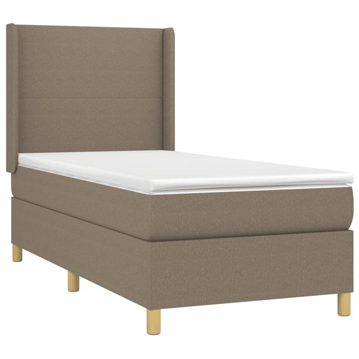 Pat box spring cu saltea, gri taupe, 80x200 cm, textil - WALTI WALTI