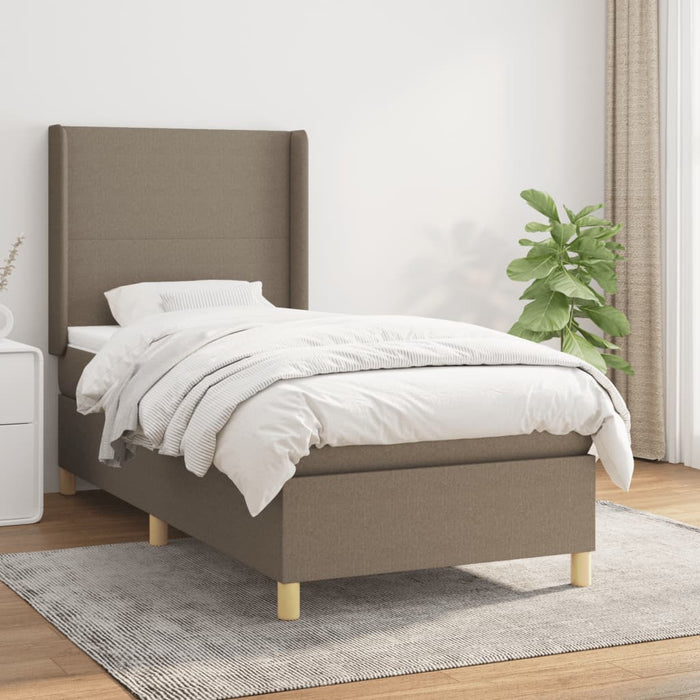 Pat box spring cu saltea, gri taupe, 80x200 cm, textil - WALTI WALTI