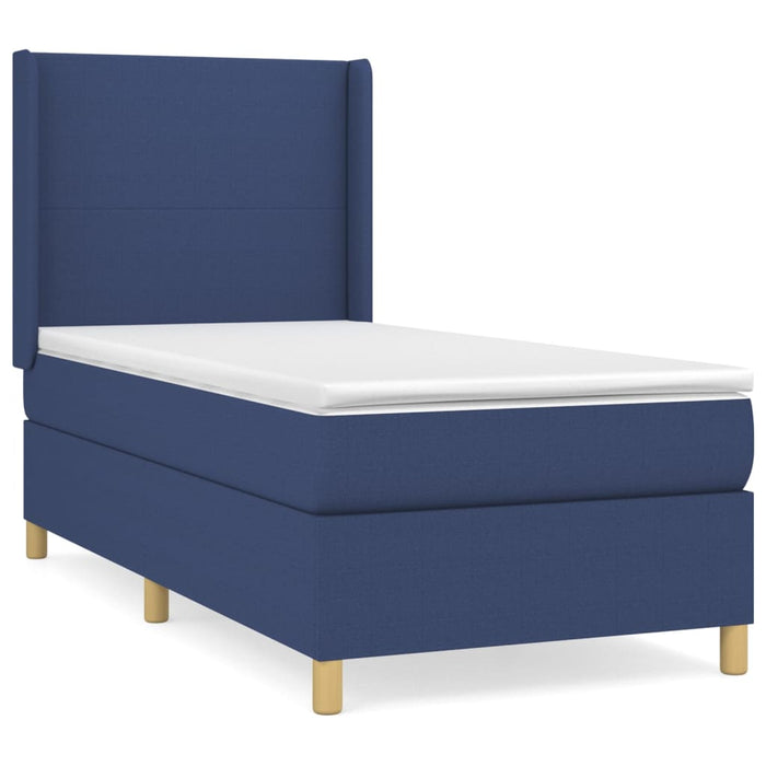 Pat box spring cu saltea, albastru, 80x200 cm, textil - WALTI WALTI