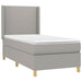 Pat box spring cu saltea, gri deschis, 90x190 cm, textil - WALTI WALTI