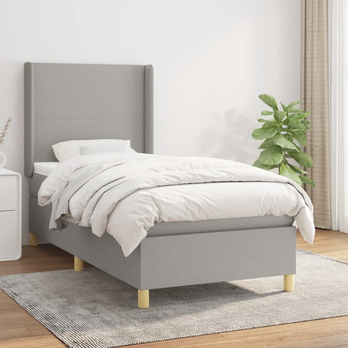 Pat box spring cu saltea, gri deschis, 90x190 cm, textil - WALTI WALTI