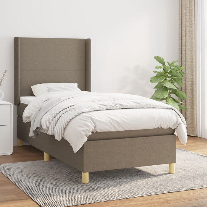 Pat box spring cu saltea, gri taupe, 90x190 cm, textil - WALTI WALTI