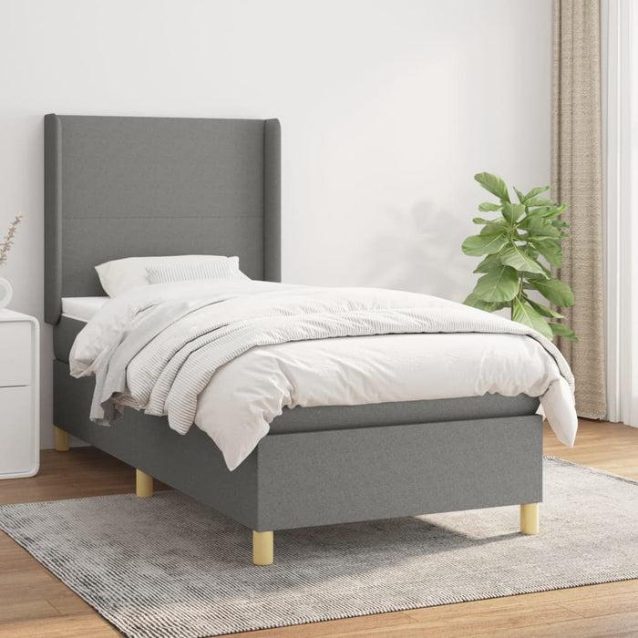 Pat box spring cu saltea, gri închis, 90x200 cm, textil - WALTI WALTI