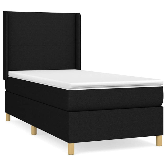 Pat box spring cu saltea, negru, 100x200 cm, textil - WALTI WALTI