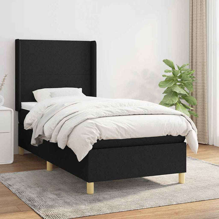 Pat box spring cu saltea, negru, 100x200 cm, textil - WALTI WALTI