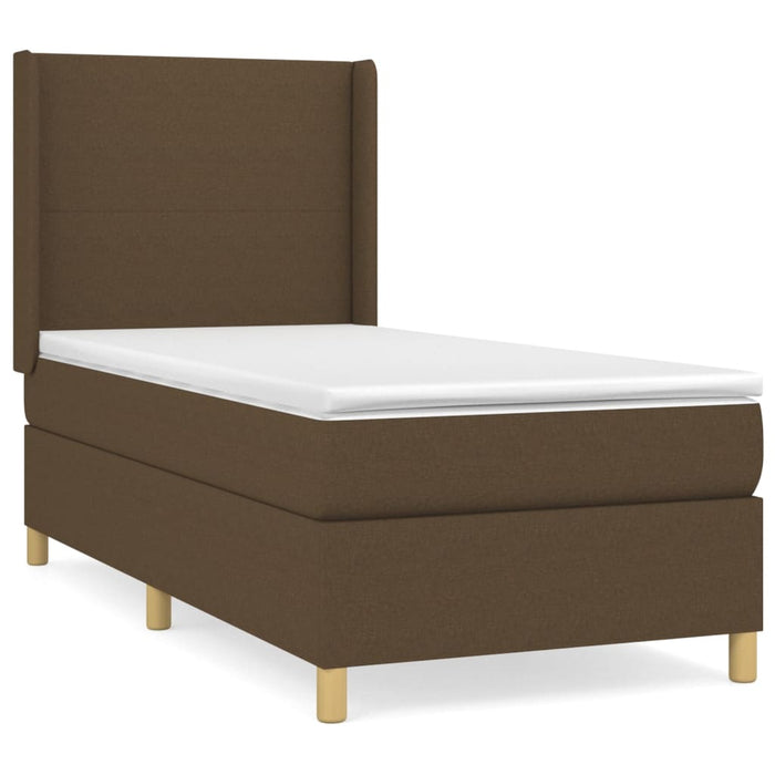Pat box spring cu saltea, maro închis, 100x200 cm, textil WALTI