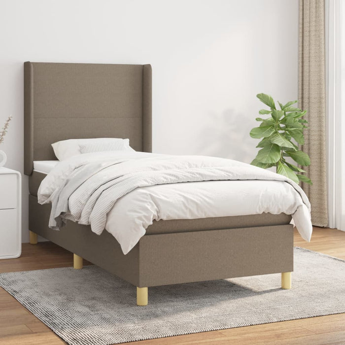 Pat box spring cu saltea, gri taupe, 100x200 cm, textil - WALTI WALTI