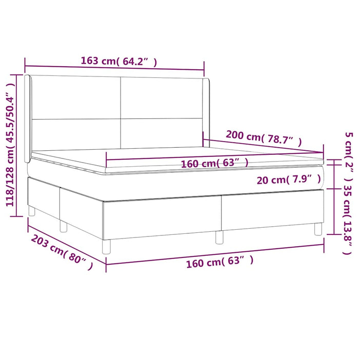 Pat box spring cu saltea, negru, 160x200 cm, textil - WALTI WALTI