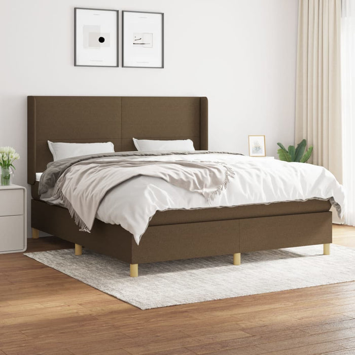 Pat box spring cu saltea, maro închis, 160x200 cm, textil - WALTI WALTI