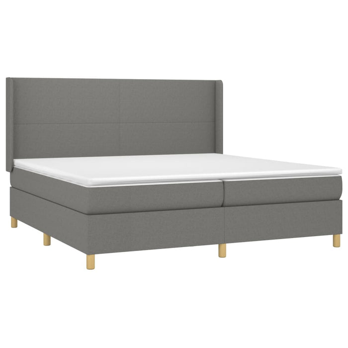Pat box spring cu saltea, gri închis, 200x200 cm, textil - WALTI WALTI