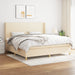Pat box spring cu saltea, crem, 200x200 cm, textil - WALTI WALTI