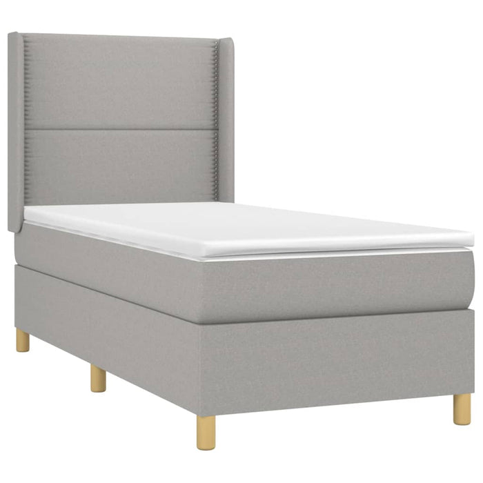 Pat box spring cu saltea, gri deschis, 90x190 cm, textil - WALTI WALTI