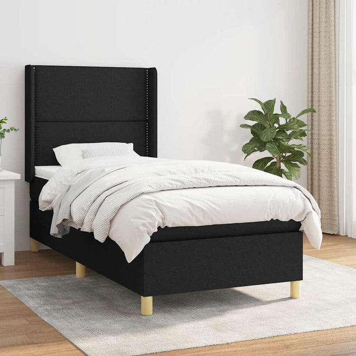 Pat box spring cu saltea, negru, 90x190 cm, textil - WALTI WALTI