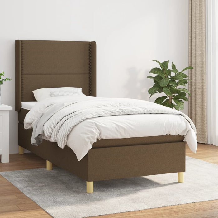 Pat box spring cu saltea, maro închis, 90x190 cm, textil - WALTI WALTI