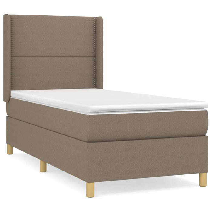 Pat box spring cu saltea, gri taupe, 90x190 cm, textil - WALTI WALTI