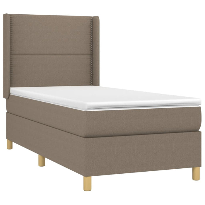 Pat box spring cu saltea, gri taupe, 90x190 cm, textil - WALTI WALTI