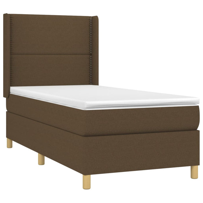 Pat box spring cu saltea, maro închis, 90x200 cm, textil - WALTI WALTI