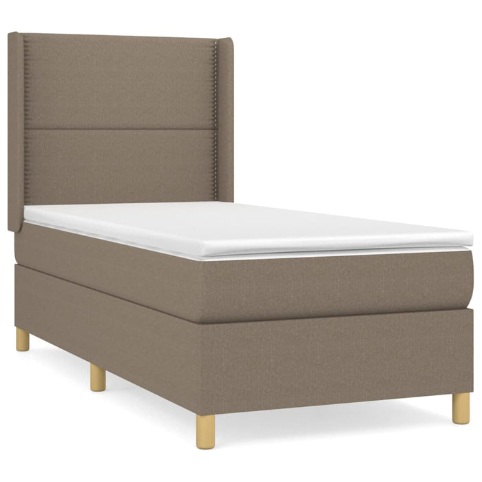 Pat box spring cu saltea, gri taupe, 90x200 cm, textil - WALTI WALTI