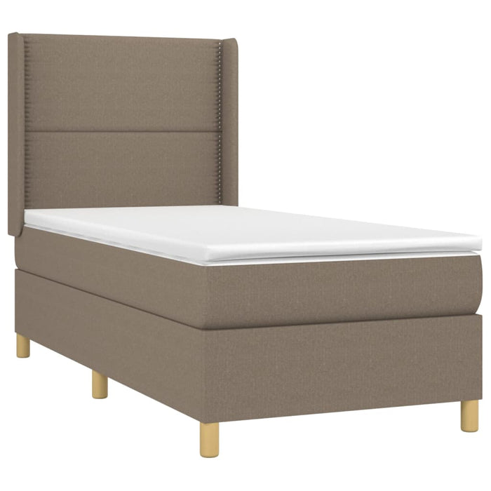 Pat box spring cu saltea, gri taupe, 90x200 cm, textil - WALTI WALTI